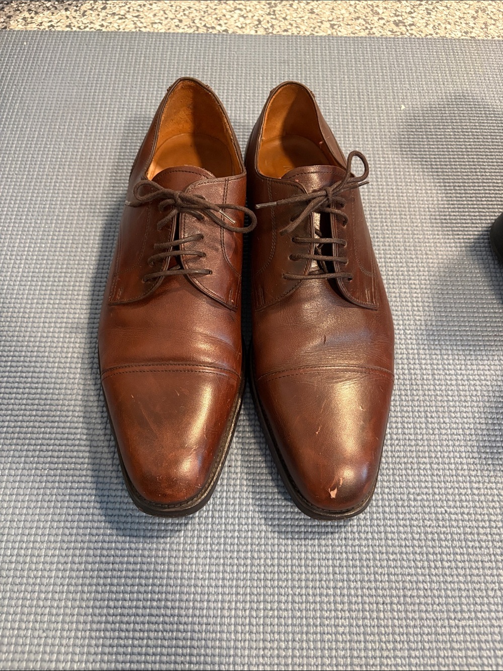 Men's Brown Leather Cap-Toe Dress Shoes